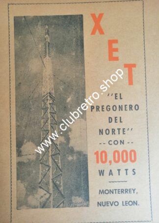 PUBLICIDAD RETRO RADIO DIFUSORA XET RADIO DE MONTERREY 1960s