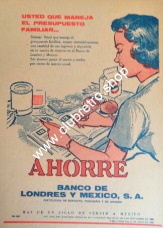 PUBLICIDAD RETRO MONTERREY. BANCO DE LONDRES Y MEXICO 1963