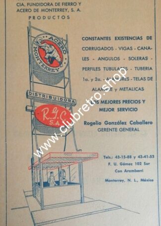 PUBLICIDAD RETRO R.G.C DE FUNDIDORA MONTERREY 1960s /EMPRESAS
