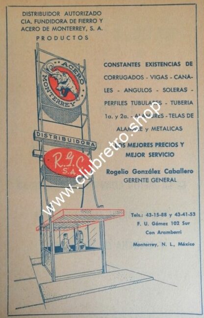PUBLICIDAD RETRO R.G.C DE FUNDIDORA MONTERREY 1960s /EMPRESAS