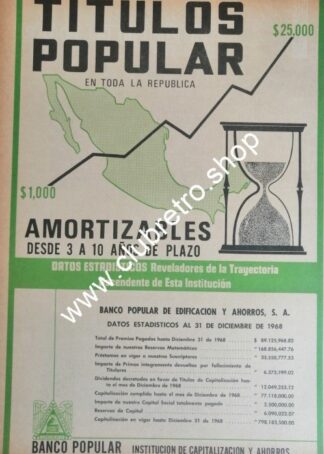 PUBLICIDAD RETRO DE MONTERREY. BANCO POPULAR DE MONTERREY 1960s /BANCOS