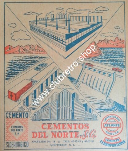 PUBLICIDAD RETRO DE MONTERREY. CEMENTOS DEL NORTE 1950s