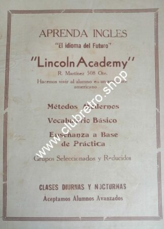 AFICHE PUBLICIDAD ANTIGUA DE MONTERREY ESCUELA. LINCOLN ACADEMY 1943 /RARO