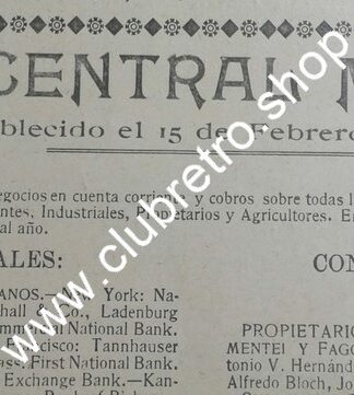 CARTEL PUBLICITARIO ANTIGUO 1912 BANCO CENTRAL MEXICANO Y MAS