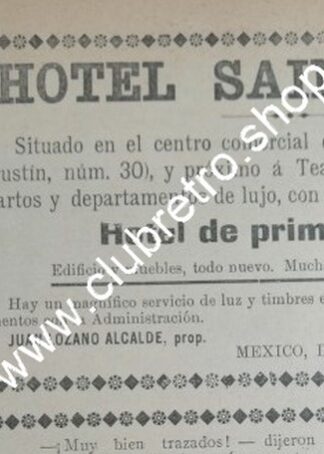 CARTEL PUBLICITARIO ANTIGUO 1911 HOTEL SAINT LOUIS Y MAS