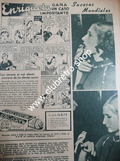 CARTEL PUBLICITARIO RETRO. CREMA DENTAL COLGATE 1938