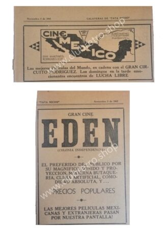 2 AFICHES ANTIGUOS. CINES DE MONTERREY 1942