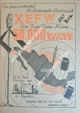 AFICHE DE PUBLICIDAD RADIO DIFUSORA XEFB TAMPICO 1957 N252