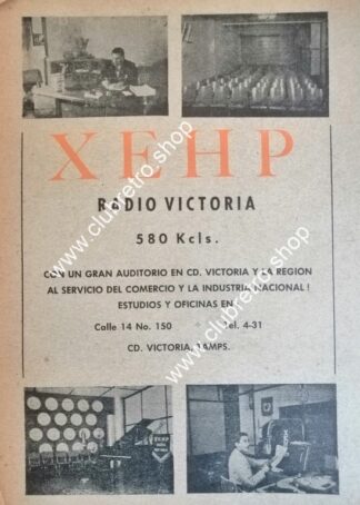 AFICHE DE PUBLICIDAD RADIO DIFUSORA XEHP CD. VICTORIA 1957 N250