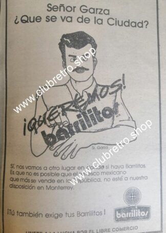 AFICHE PUBLICITARIO RETRO. PROTESTA CONTRA BARRILITOS 1989 MONTERREY