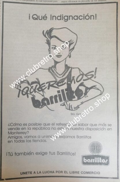 AFICHE PUBLICITARIO RETRO. PROTESTA CONTRA BARRILITOS 1989 MONTERREY /2