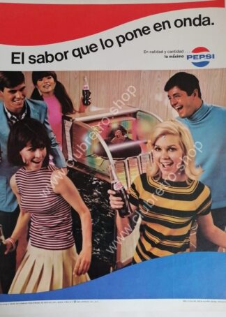 CARTEL DE PUBLICIDAD RETRO DE PEPSI 1967 -N3