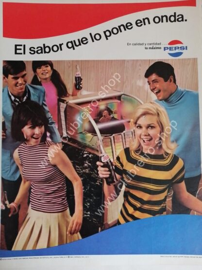 CARTEL DE PUBLICIDAD RETRO DE PEPSI 1967 -N3