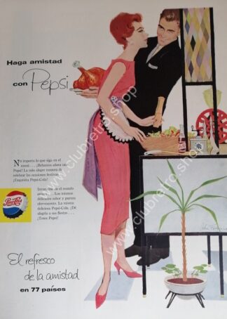GENUINO CARTEL DE PUBLICIDAD RETRO DE PEPSI 1958 ARTISTICO N29