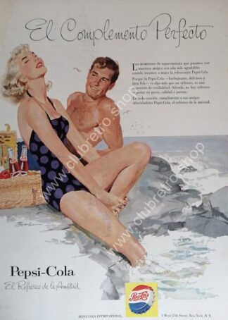 GENUINO CARTEL DE PUBLICIDAD RETRO DE PEPSI 1953 ARTISTICO N28