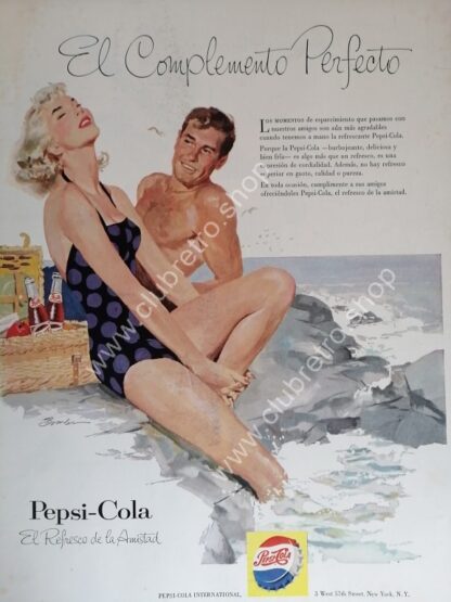 GENUINO CARTEL DE PUBLICIDAD RETRO DE PEPSI 1953 ARTISTICO N28