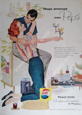 GENUINO CARTEL DE PUBLICIDAD RETRO DE PEPSI 1953 ARTISTICO N27
