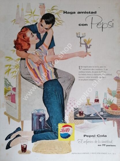 GENUINO CARTEL DE PUBLICIDAD RETRO DE PEPSI 1953 ARTISTICO N27