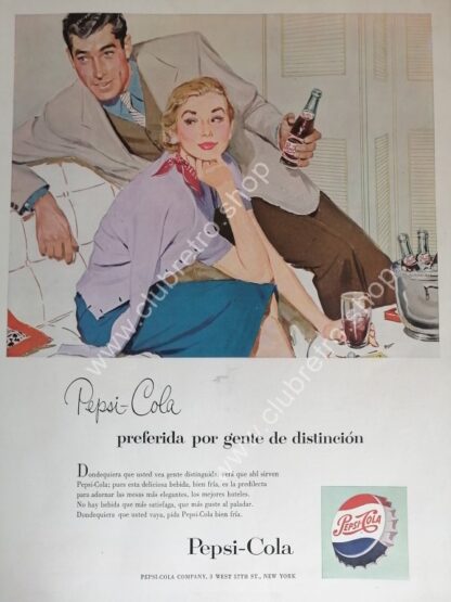 GENUINO CARTEL DE PUBLICIDAD RETRO DE PEPSI 1953 ARTISTICO N25