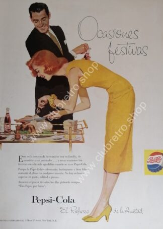 GENUINO CARTEL DE PUBLICIDAD RETRO DE PEPSI 1955 ARTISTICO N24
