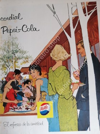 GENUINO CARTEL DE PUBLICIDAD RETRO DE PEPSI 1959 ARTISTICO N26