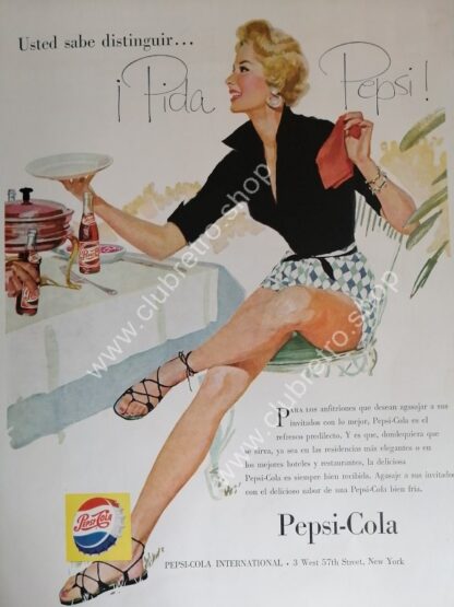 GENUINO CARTEL DE PUBLICIDAD RETRO DE PEPSI 1955 ARTISTICO N21