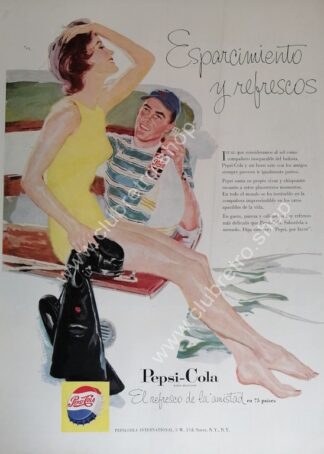 GENUINO CARTEL DE PUBLICIDAD RETRO DE PEPSI 1956 ARTISTICO N20