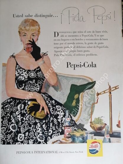 CARTEL DE PUBLICIDAD RETRO DE PEPSI 1955 ARTISTICO N15