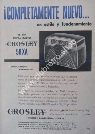 CARTEL ANTIGUO ORIGINAL. RADIOS CROSLEY 58XA 1940s /8