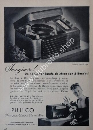 CARTEL ANTIGUO ORIGINAL. TOCA DISCOS PHILCO TROPIC 1940s /9