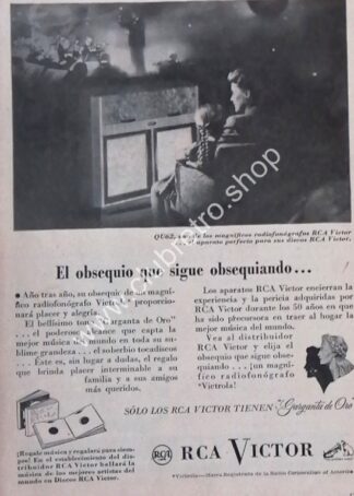 CARTEL ANTIGUO ORIGINAL. RADIO RCA VICTROLA 1940s /10