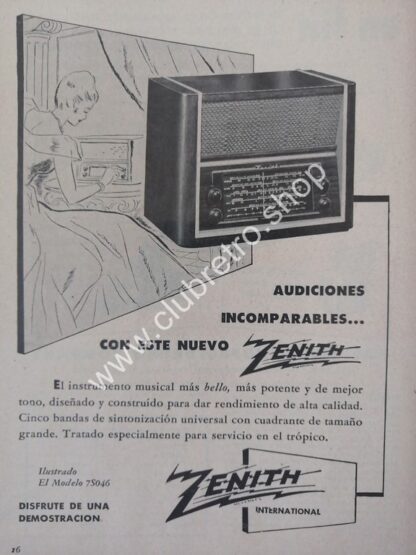 CARTEL ANTIGUO ORIGINAL. RADIOS ZENITH 1940s /13