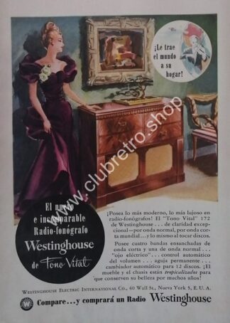 CARTEL ANTIGUO ORIGINAL. RADIOS WESTINGHOUSE 1940s /13 RARO