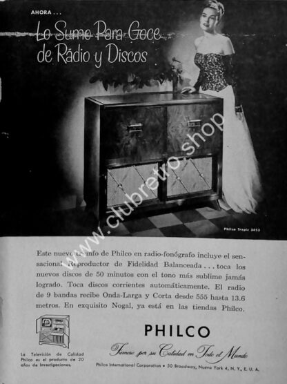 CARTEL ANTIGUO ORIGINAL. RADIOS PHILCO TROPIC 1940s /14