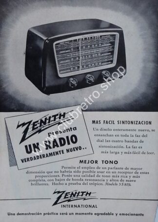 CARTEL ANTIGUO ORIGINAL. RADIOS ZENITH ONDA CORTA 1940s /16