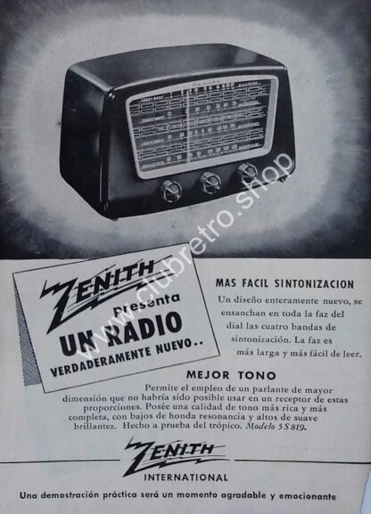 CARTEL ANTIGUO ORIGINAL. RADIOS ZENITH ONDA CORTA 1940s /16