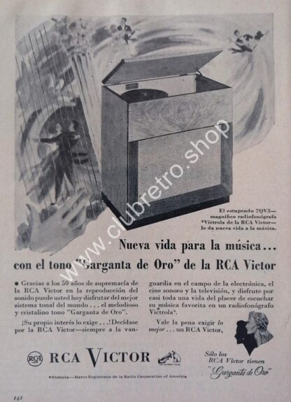 CARTEL RETRO ORIGINAL RADIO FONOGRAFO VICTOLA 1940s /17