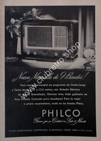 CARTEL RETRO ORIGINAL RADIO PHILCO 870 1940s /18