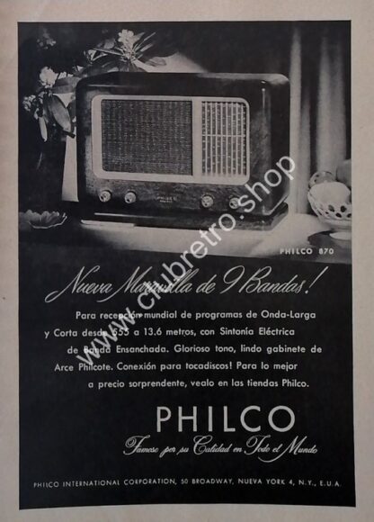 CARTEL RETRO ORIGINAL RADIO PHILCO 870 1940s /18