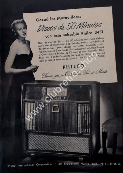 CARTEL RETRO ORIGINAL RADIO FONOGRAFO PHILCO 3451 1940s /21