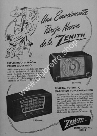 CARTEL RETRO ORIGINAL RADIOS ZENITH 1940s /23