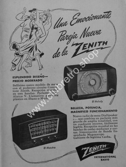 CARTEL RETRO ORIGINAL RADIOS ZENITH 1940s /23