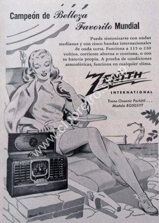 CARTEL RETRO ORIGINAL RADIOS ZENITH TRANSOCEANICO 1940s /27