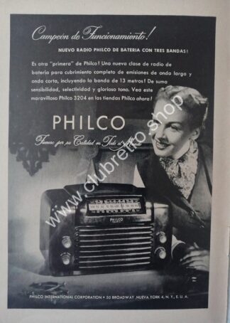 AFICHE ANTIGUO ORIGINAL. RADIOS PHILCO 3204 1940s /3