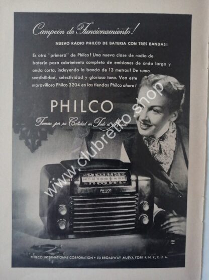 AFICHE ANTIGUO ORIGINAL. RADIOS PHILCO 3204 1940s /3