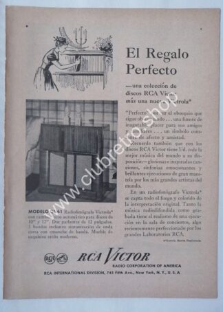 AFICHE ANTIGUO ORIGINAL. RADIOS RCA VICTOR QU61 1940s /4