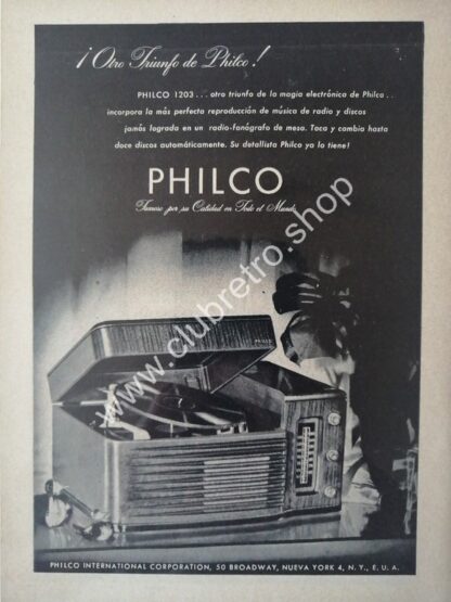 CARTEL ANTIGUO ORIGINAL. RADIOS TOCADISCOS PHILCO 1940s 5