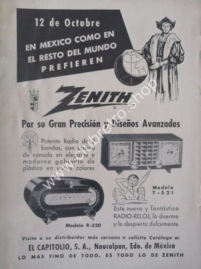 CARTEL ANTIGUO ORIGINAL. RADIOS ZENITH 1940s 6