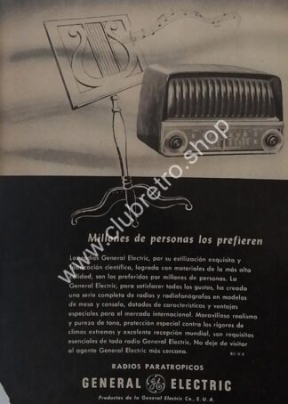 CARTEL ANTIGUO ORIGINAL. RADIOS GENERAL ELECTRIC 1940s /7