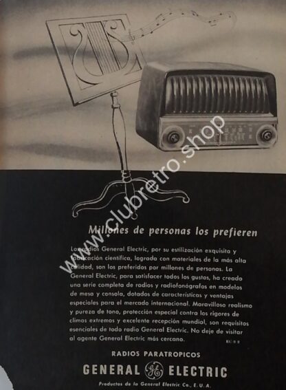 CARTEL ANTIGUO ORIGINAL. RADIOS GENERAL ELECTRIC 1940s /7